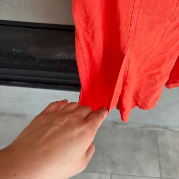 NWT By Anthropologie Linen Short Romper Bright Red, Size S - Picture 6 of 15